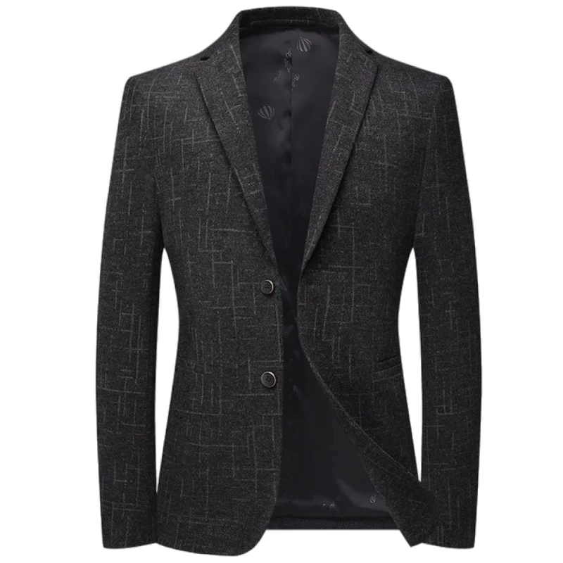 Herren Elegantes Slim-Fit Sakko aus Wollmix mit geometrischer Struktur und leichter Thermofütterung Nord Taschen