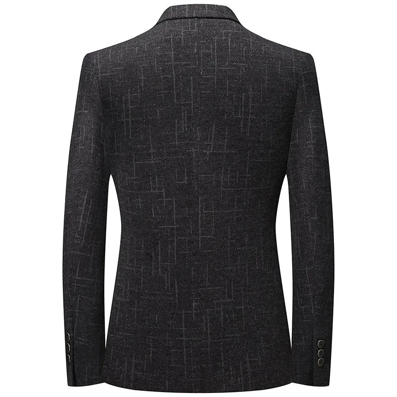 Herren Elegantes Slim-Fit Sakko aus Wollmix mit geometrischer Struktur und leichter Thermofütterung Nord Taschen