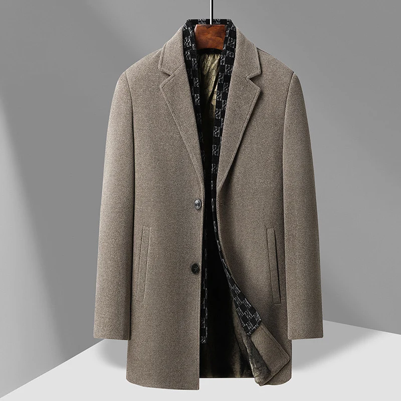 Herren Eleganter Wollmix-Übermantel mit herausnehmbarer gesteppter Innenjacke Nord Taschen