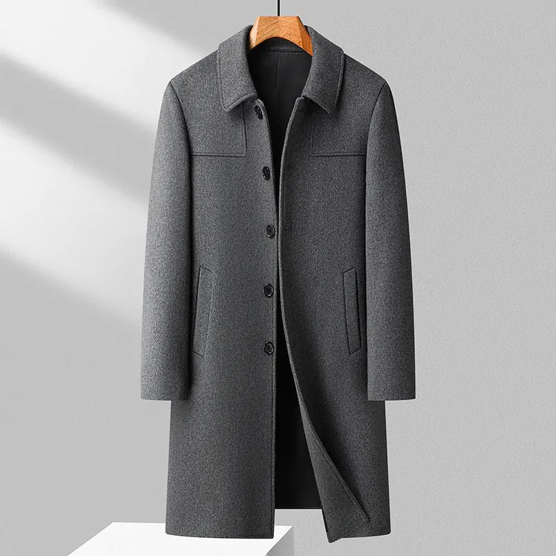 Herren Eleganter Langmantel aus Wollmix mit klassischem Kragen Nord Taschen