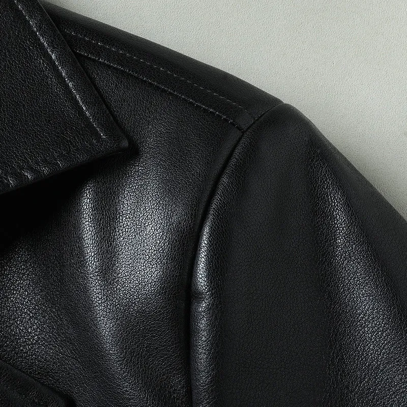Herren Eleganter Kunstleder-Kurzmantel im Sakko-Stil mit Reverskragen Nord Taschen