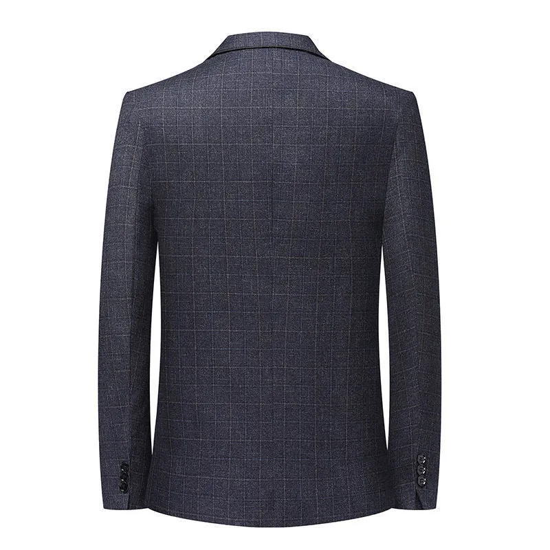 Herren Eleganter karierter Sakko mit taillierter Passform und leichter Wollmischung Nord Taschen