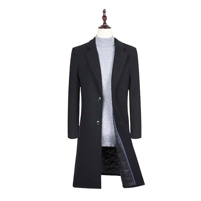 Herren Eleganter Einreihiger Wollmix-Mantel mit gesteppter Innenfütterung Nord Taschen