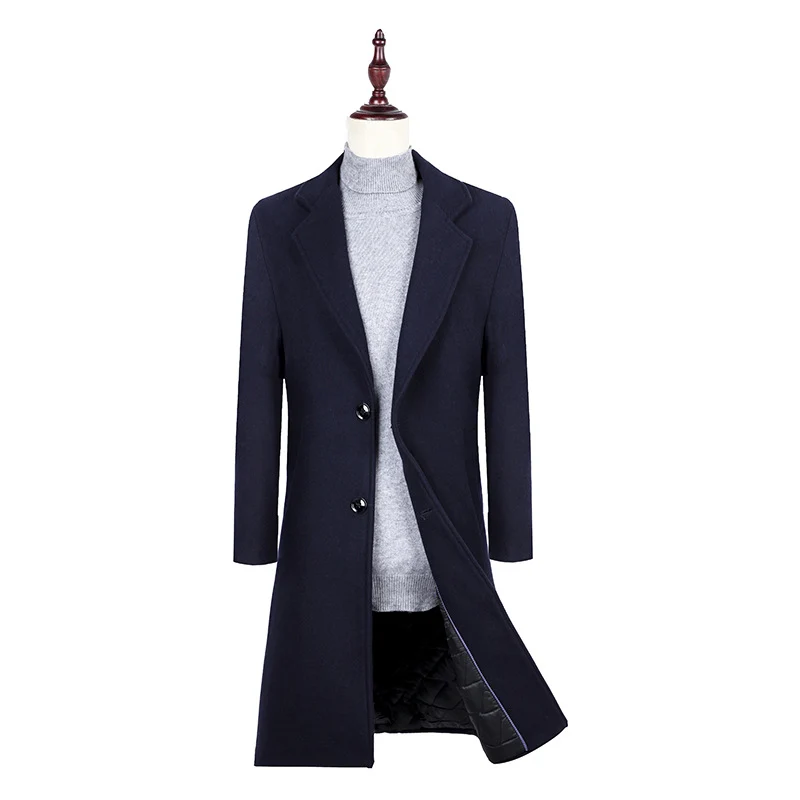 Herren Eleganter Einreihiger Wollmix-Mantel mit gesteppter Innenfütterung Nord Taschen