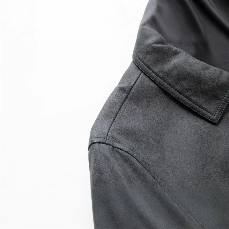Herren Elegante Veloursleder-Übergangsjacke mit Reißverschluss und Hemdkragen Nord Taschen