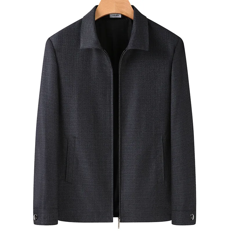 Herren Elegante Übergangsjacke im Blouson-Stil aus strukturierter Wollmischung mit verdecktem Reißverschluss Nord Taschen