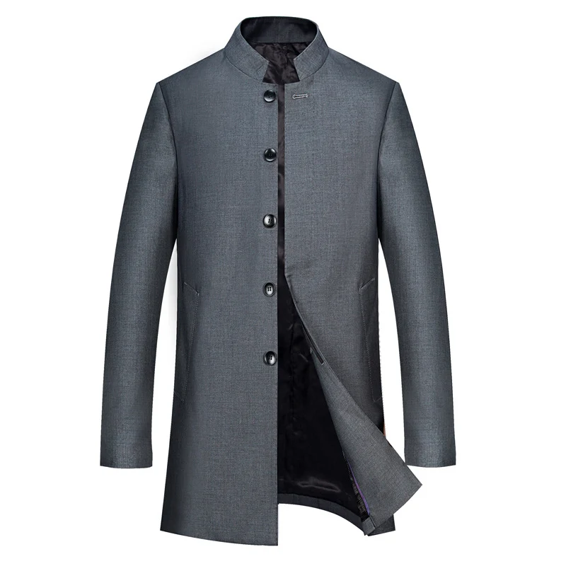 Herren Einreihiger Mantel mit Stehkragen und taillierter Silhouette Nord Taschen
