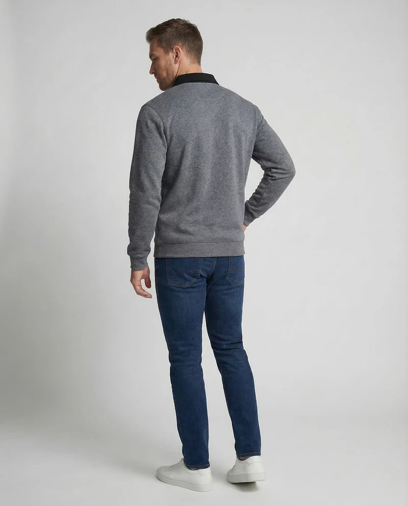 Herren Poloshirt Langarm Kontrastkragen