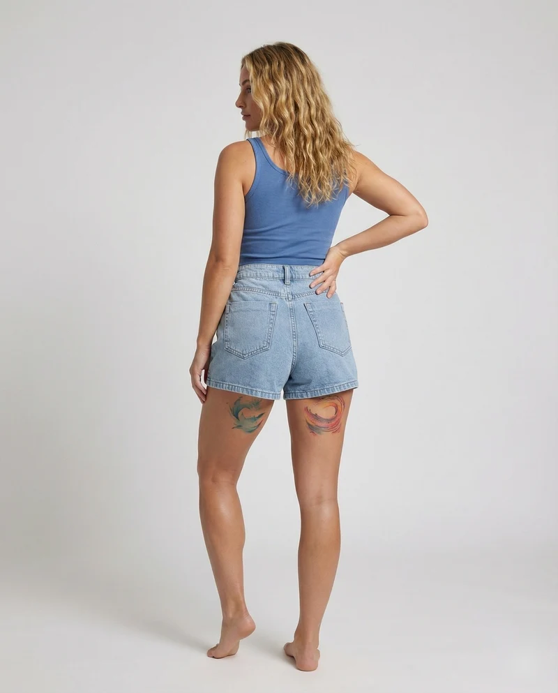 Damen Jeans Minirock Wickeloptik High Waist
