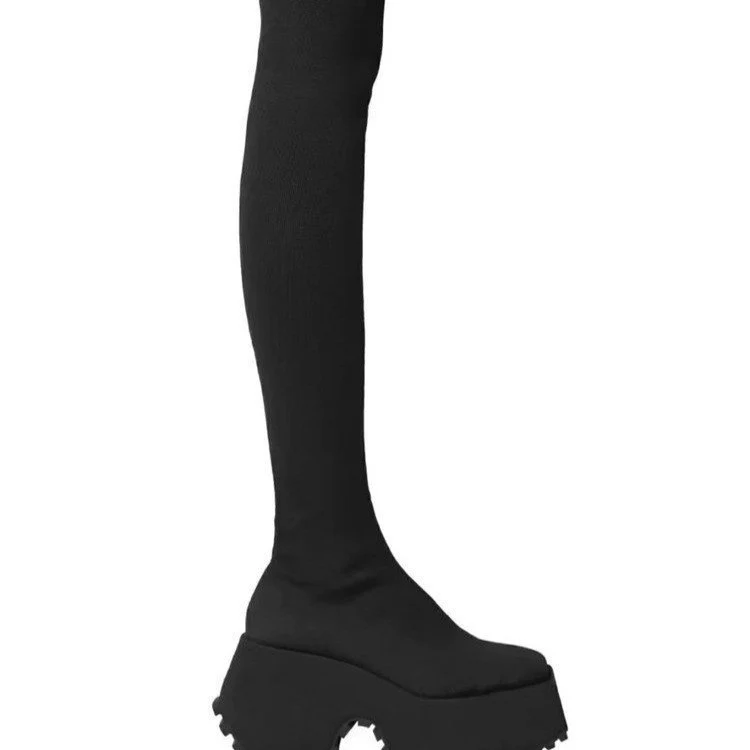 Damen Plateau‑Sock‑Boots mit markanter Lug‑Sohle und skulpturaler Plattform Nord Taschen