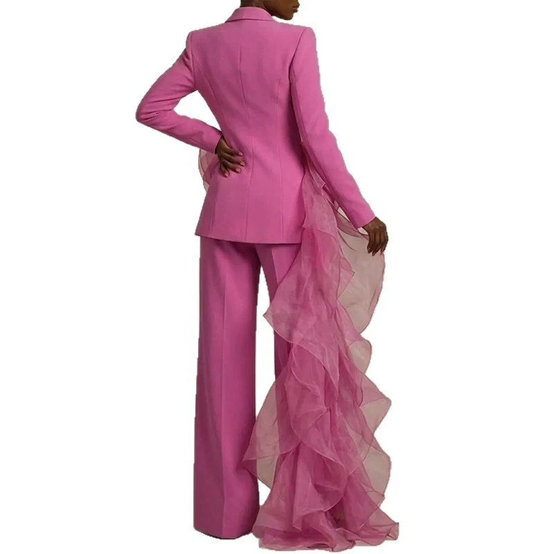 Damen Eleganter Anzug mit asymmetrischem Volant Nord Taschen