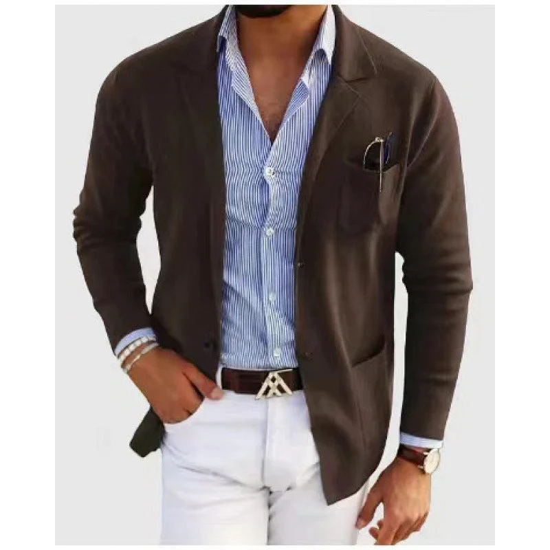 Herren lässiger Strickblazer mit praktischen Taschen und bequemer Passform