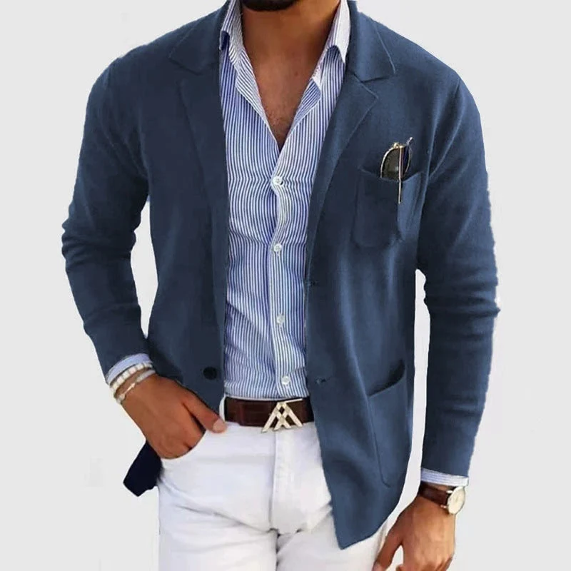 Herren lässiger Strickblazer mit praktischen Taschen und bequemer Passform