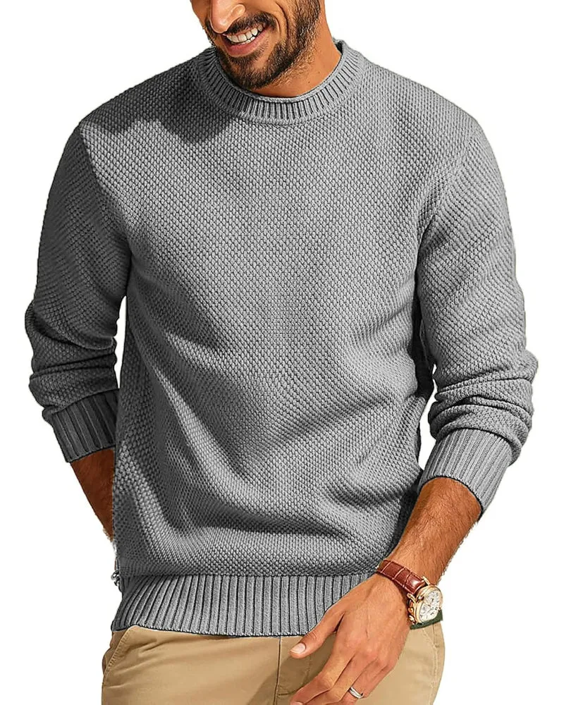 Herren Waffelstrick-Pullover mit Rundhalsausschnitt Nord Taschen