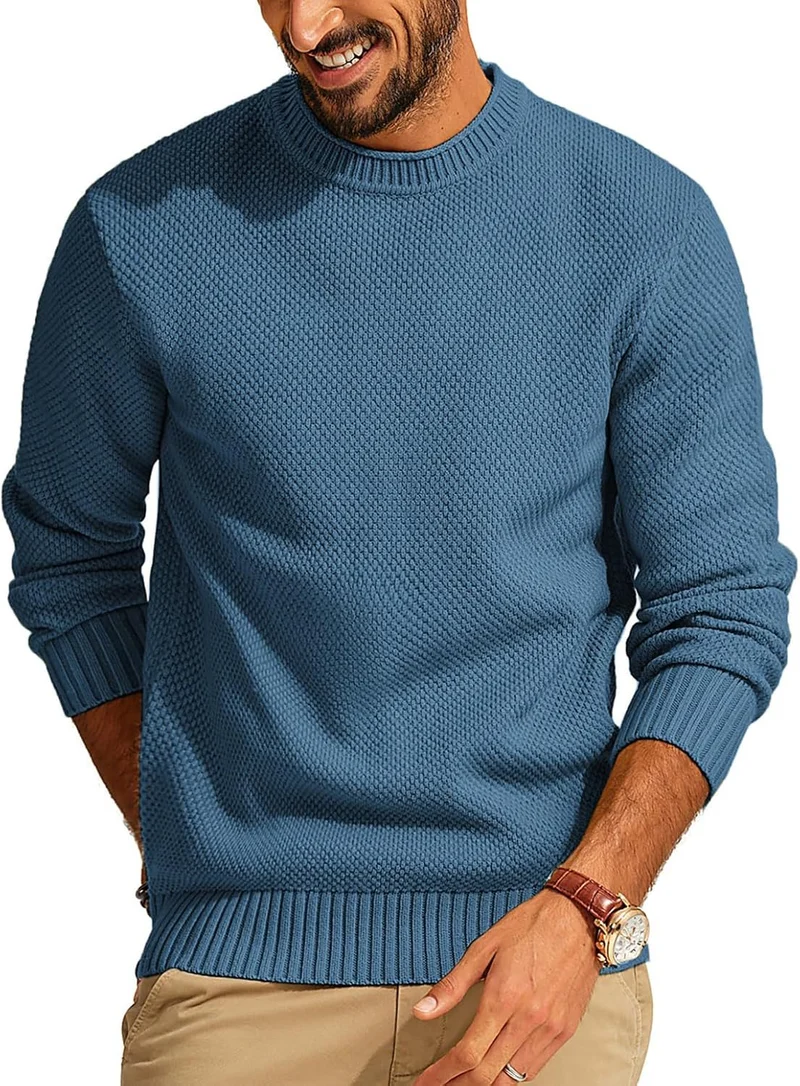Herren Waffelstrick-Pullover mit Rundhalsausschnitt Nord Taschen