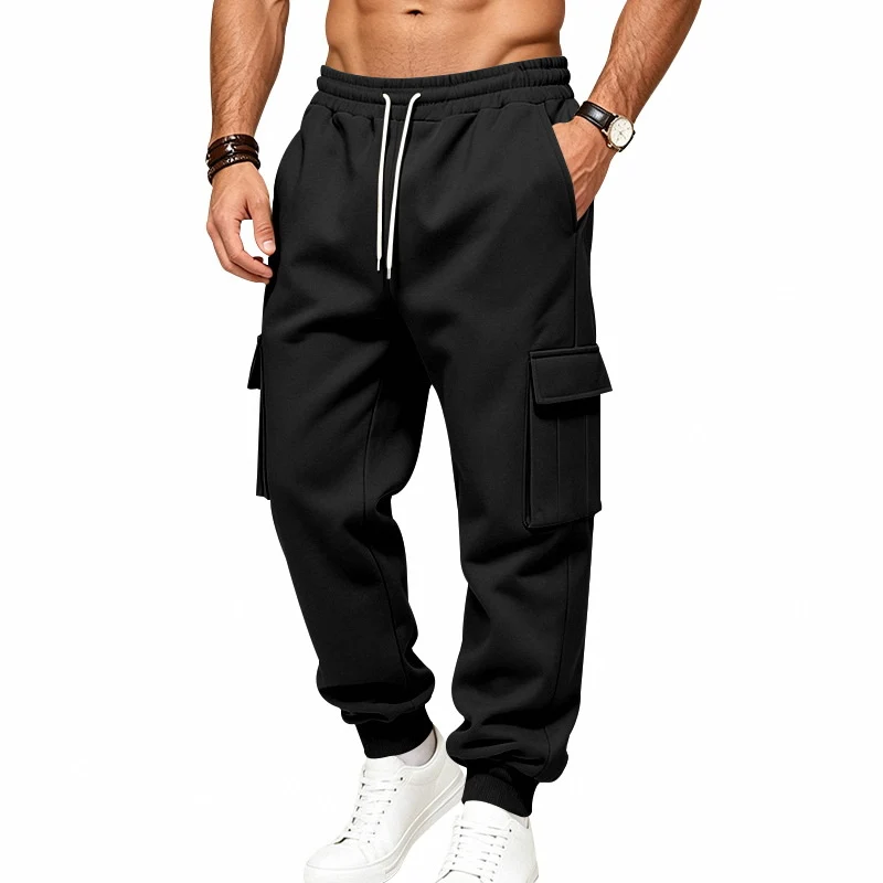 Herren Cargo-Jogginghose aus Sweat mit Kordelzug, elastischen Bündchen und großen Klappentaschen Nord Taschen
