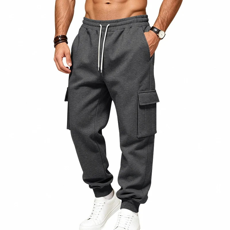 Herren Cargo-Jogginghose aus Sweat mit Kordelzug, elastischen Bündchen und großen Klappentaschen Nord Taschen