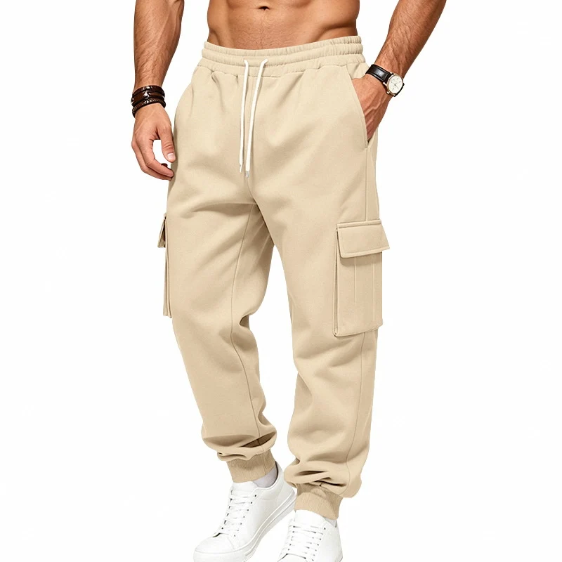 Herren Cargo-Jogginghose aus Sweat mit Kordelzug, elastischen Bündchen und großen Klappentaschen Nord Taschen