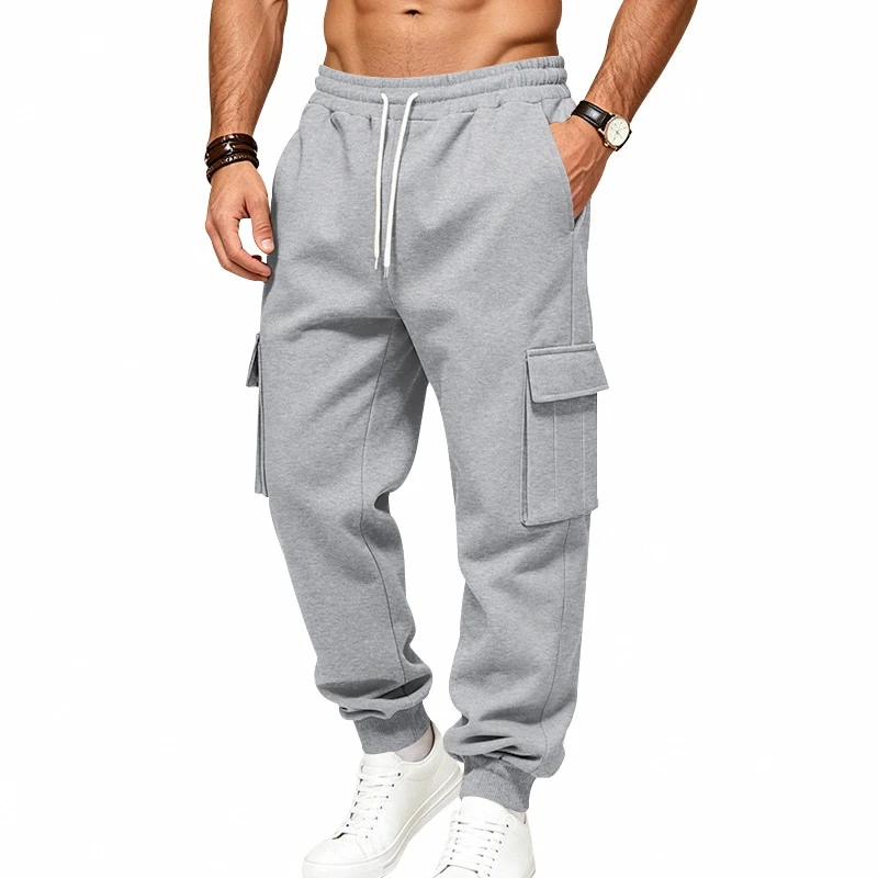 Herren Cargo-Jogginghose aus Sweat mit Kordelzug, elastischen Bündchen und großen Klappentaschen Nord Taschen