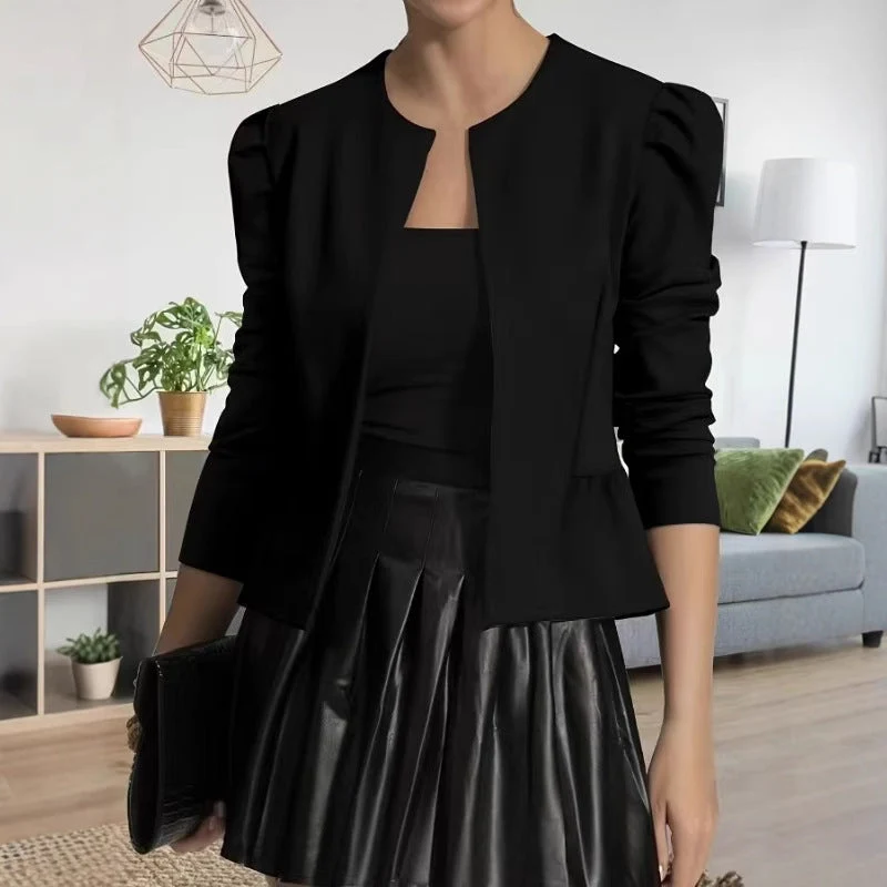 Damen Modische Blazerjacke mit Puffärmeln und strukturiertem Design