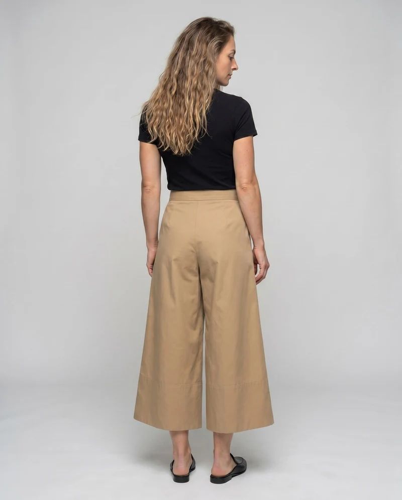 Damen Weite Culotte mit Falten und hohem Bund