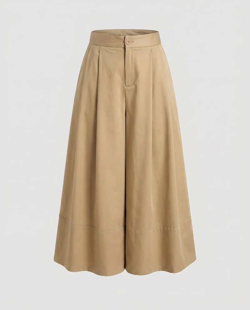 Damen Weite Culotte mit Falten und hohem Bund