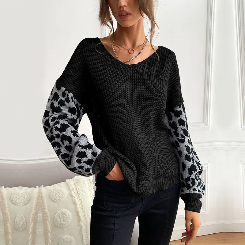 Damen Stylish Rippstrickpullover mit Karomuster Nord Taschen