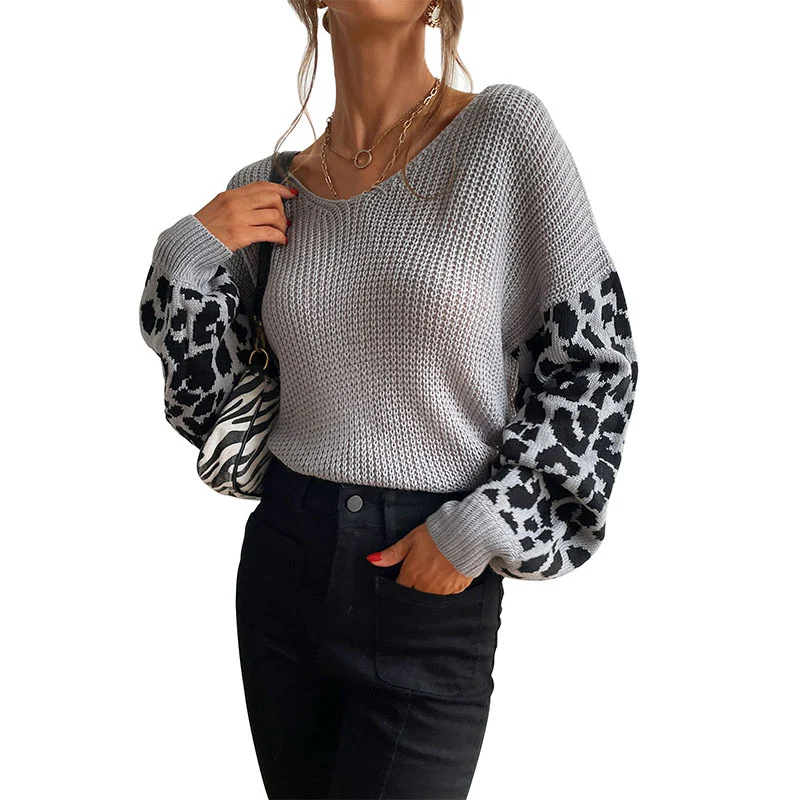 Damen Stylish Rippstrickpullover mit Karomuster Nord Taschen