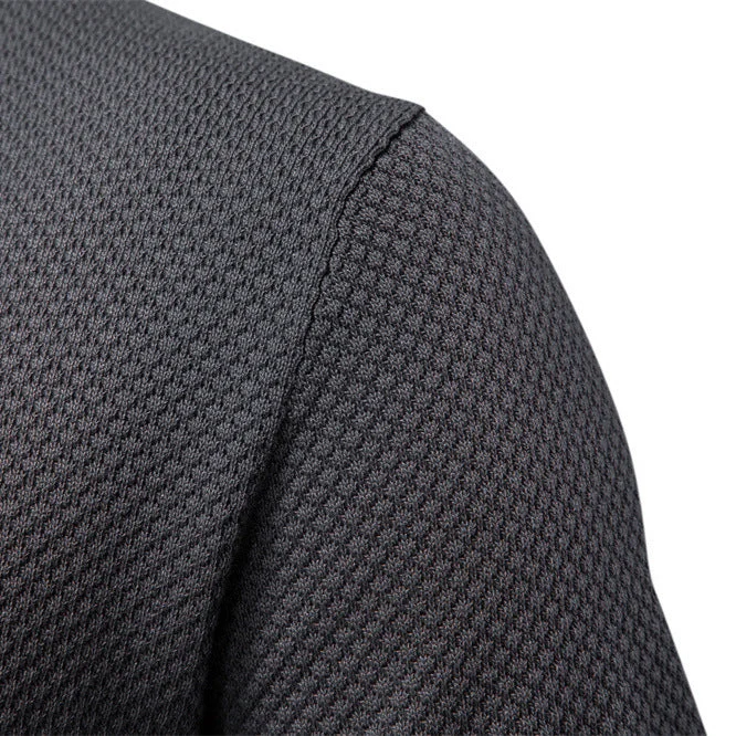 Herren nan strukturiertes Feinstrickpoloshirt mit offenem Reverskragen