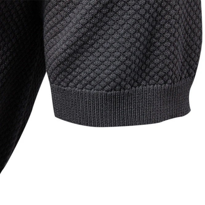 Herren nan strukturiertes Feinstrickpoloshirt mit offenem Reverskragen