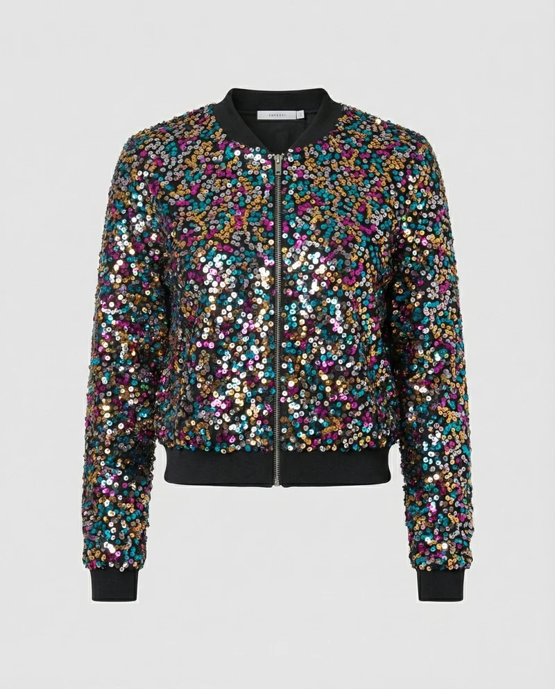 Pailletten Bomberjacke Damen