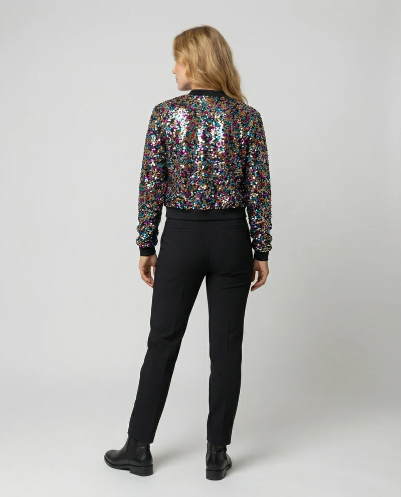 Pailletten Bomberjacke Damen
