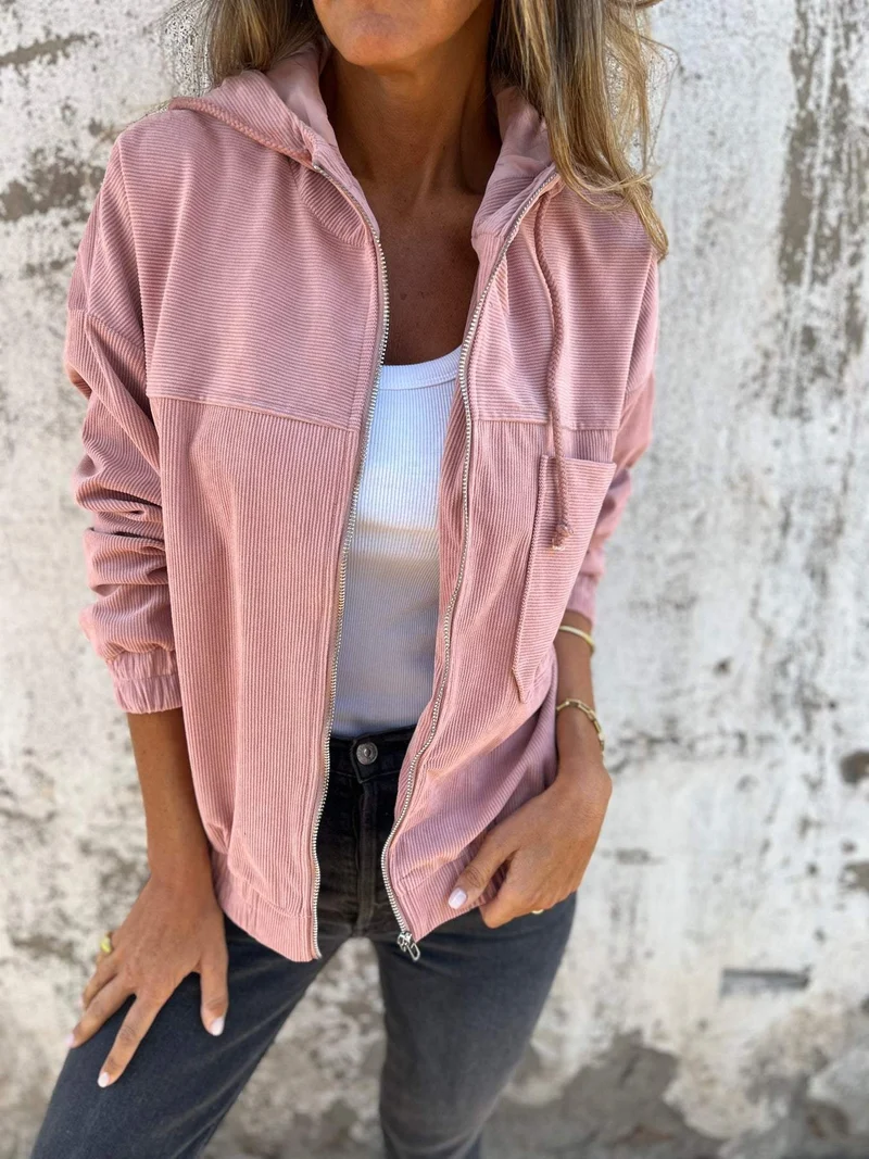 Übergangsjacke Cord mit Kapuze und Reißverschluss - Vittorelli
