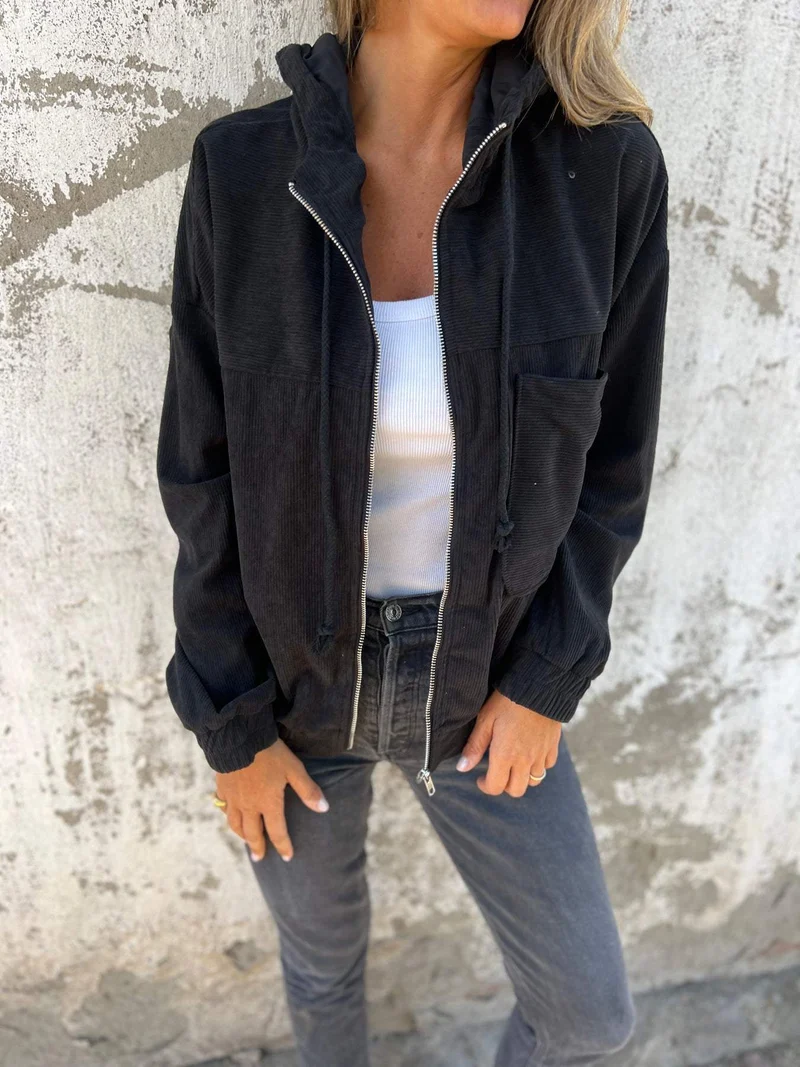 Übergangsjacke Cord mit Kapuze und Reißverschluss - Vittorelli