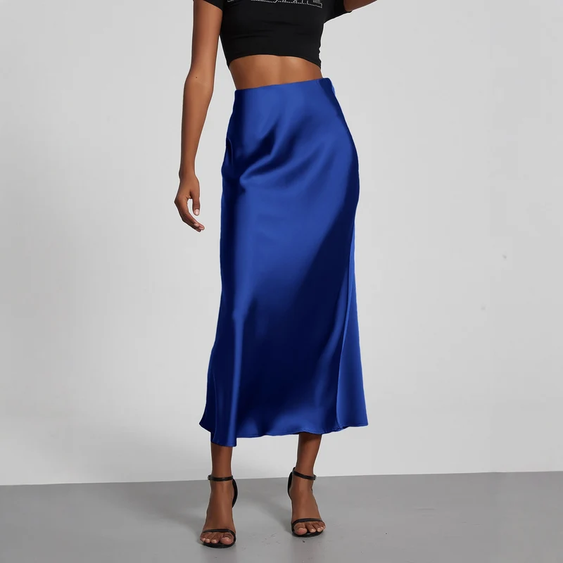 Damen Stilvolle Satin-Stretchrock mit hohem Bund und fließendem Schnitt - Vittorelli
