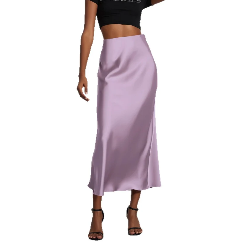 Damen Stilvolle Satin-Stretchrock mit hohem Bund und fließendem Schnitt - Vittorelli