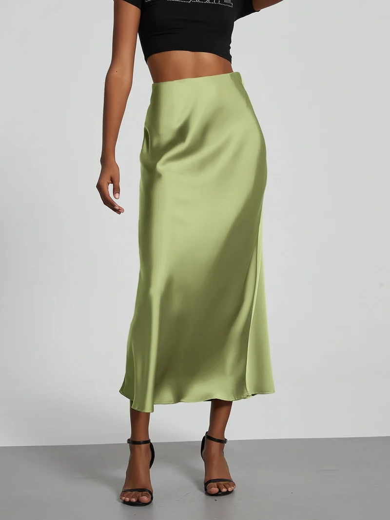 Damen Stilvolle Satin-Stretchrock mit hohem Bund und fließendem Schnitt - Vittorelli