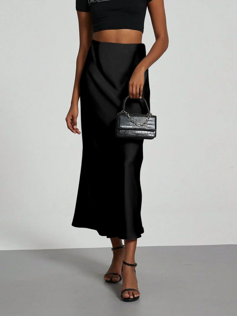 Damen Elegante und fließende Satin Maxiröcke