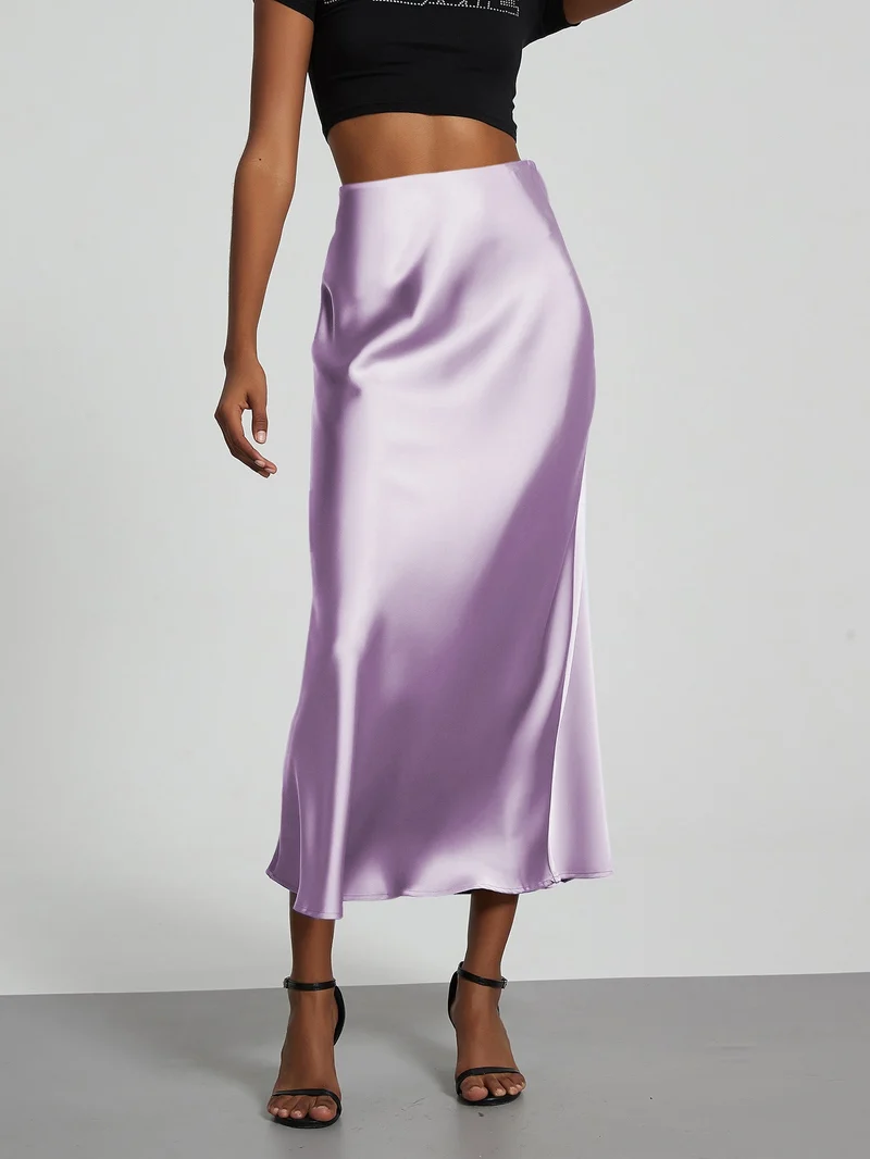 Damen Elegante und fließende Satin Maxiröcke