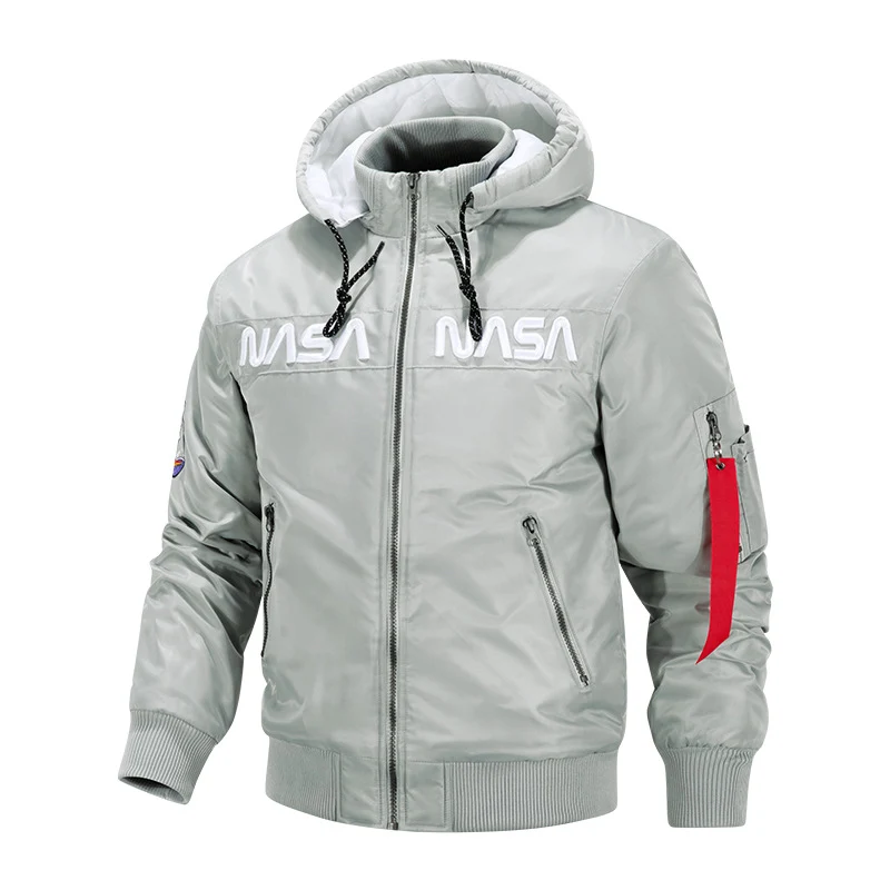 Men's quilted-lined hooded pilot bomber with high-neck rib collar and zip sleeve utility pocket Nord Taschen