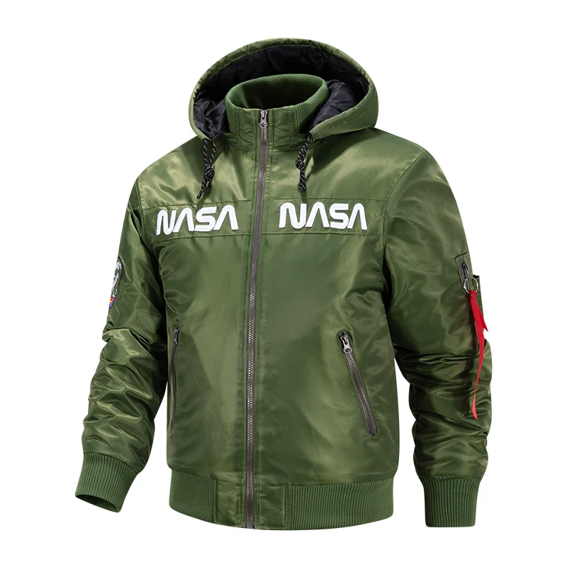 Men's quilted-lined hooded pilot bomber with high-neck rib collar and zip sleeve utility pocket Nord Taschen