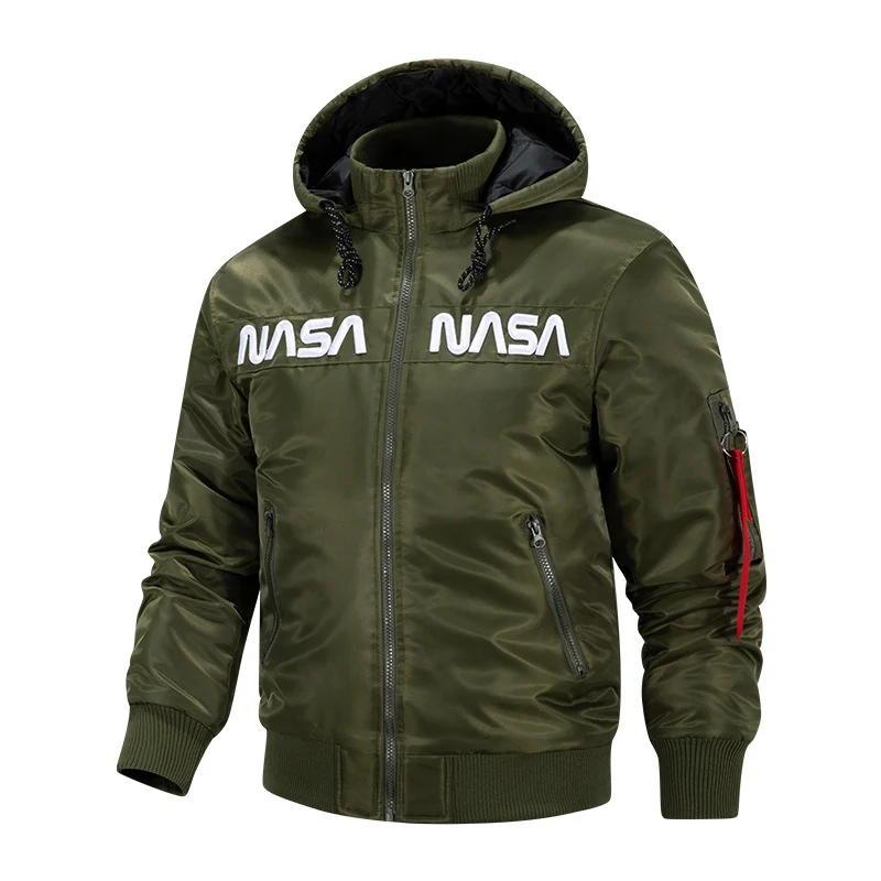 Men's quilted-lined hooded pilot bomber with high-neck rib collar and zip sleeve utility pocket Nord Taschen