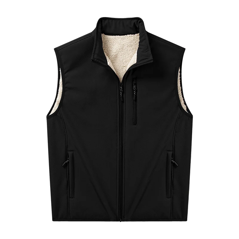 Herren Sherpa-gefütterte Softshell-Weste mit Stehkragen und Reißverschlusstaschen Nord Taschen
