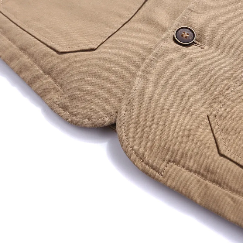 Herren Robuste Thermo-Canvas‑Weste mit wärmendem Teddyfutter und Knopfverschluss Nord Taschen