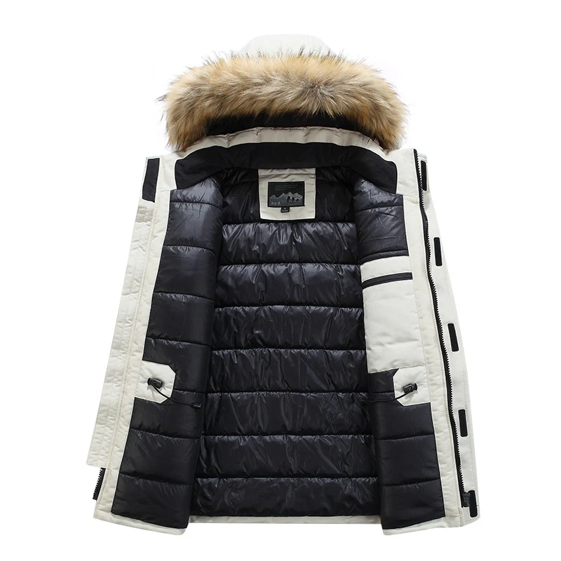 Herren Parka mit abnehmbarer Kapuze und Kunstfellbesatz, wind- und wasserdichte Thermoisolierung Nord Taschen