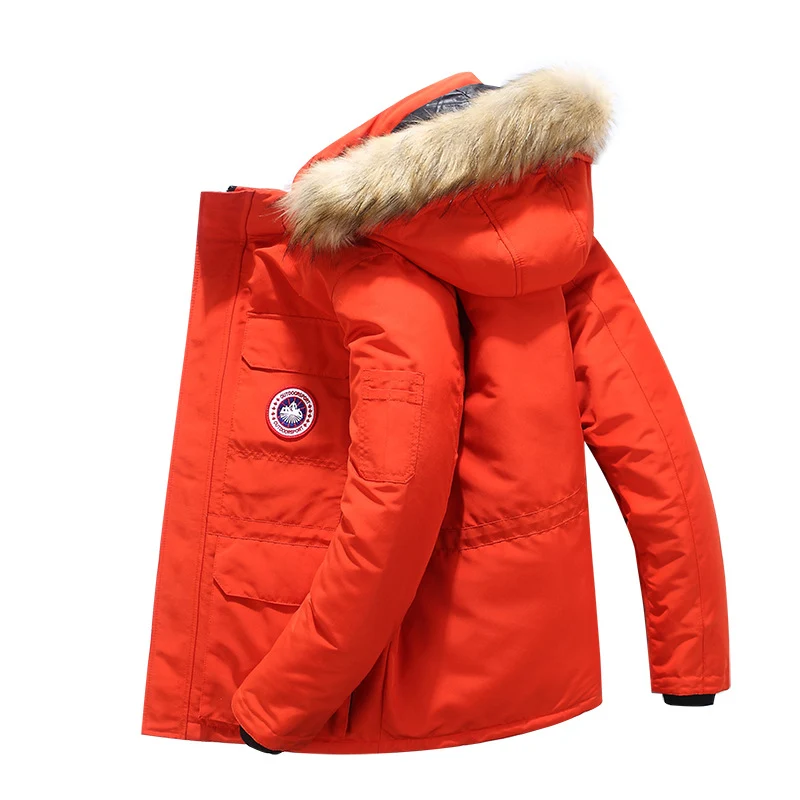 Herren Parka mit abnehmbarer Kapuze und Kunstfellbesatz, wind- und wasserdichte Thermoisolierung Nord Taschen