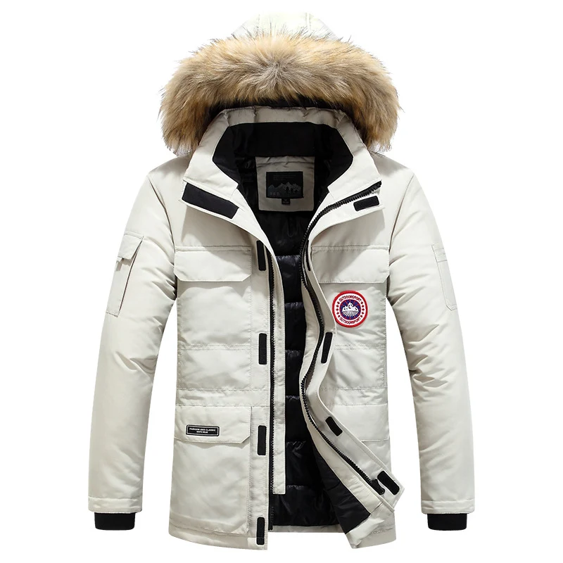Herren Parka mit abnehmbarer Kapuze und Kunstfellbesatz, wind- und wasserdichte Thermoisolierung Nord Taschen