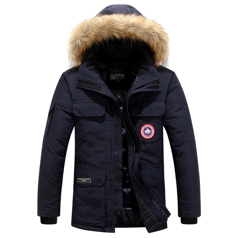 Herren Parka mit abnehmbarer Kapuze und Kunstfellbesatz, wind- und wasserdichte Thermoisolierung Nord Taschen