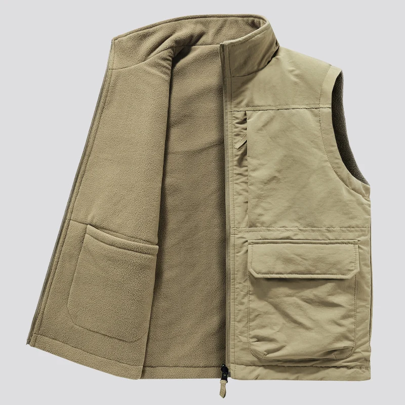 Herren Outdoor-Utilityweste mit Fleece-Innenlage, hohem Stehkragen und Frontklappentaschen Nord Taschen