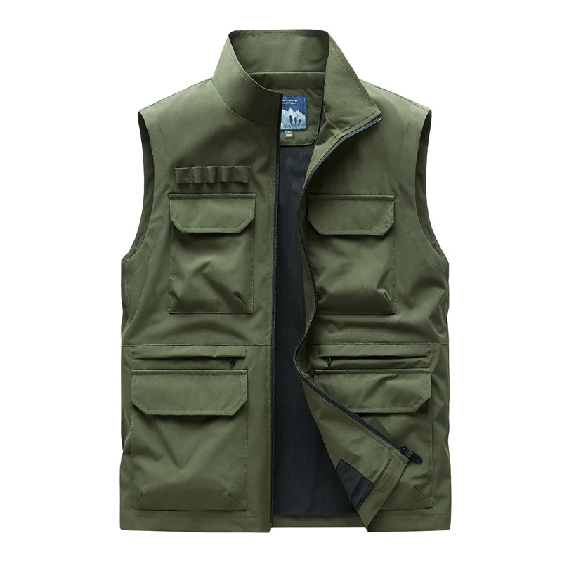 Herren Outdoor-Utilityweste mit acht Multifunktionstaschen, robustem Baumwollmix und Windschutzkragen Nord Taschen